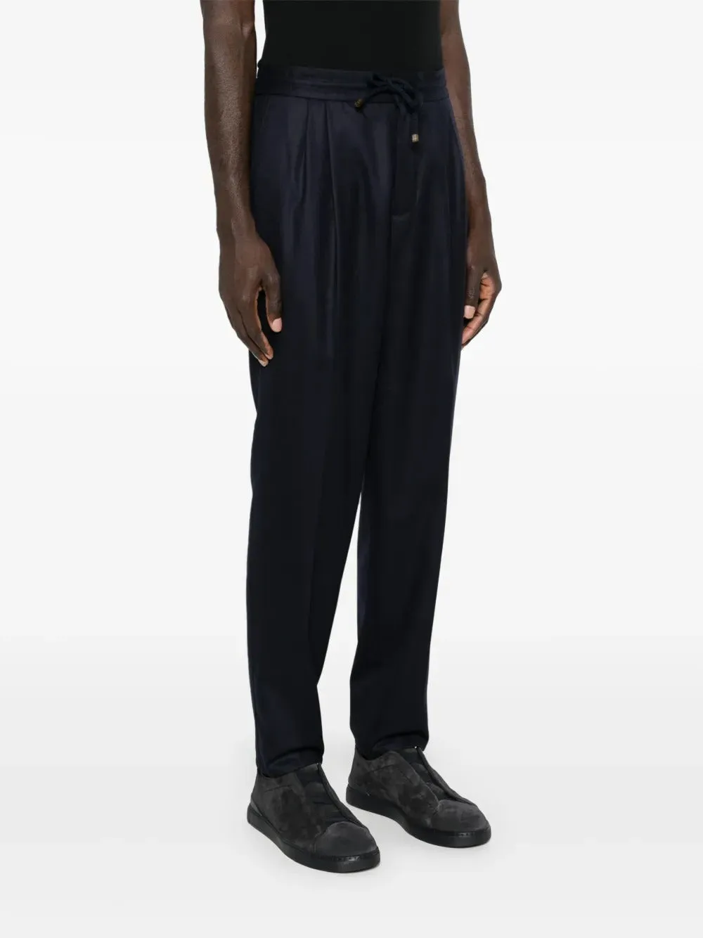Wool Flannel Leisure Fit Trousers With Drawstring And Double Pleats sold by Wanan Luxury product image thumbnail 3