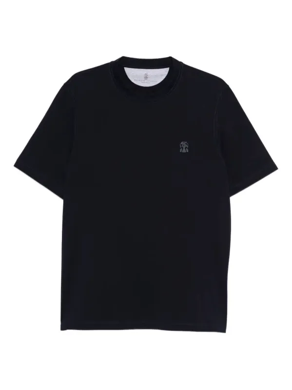 Cotton Jersey Crew Neck T-Shirt With Logo made by Brunello Cucinelli
