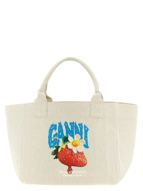 Strawberry Tote Bag Beige made by Ganni