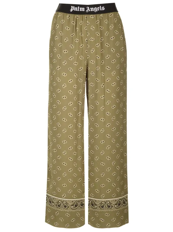 Straight Paisley Print Pants Trousers Green made by Palm Angels