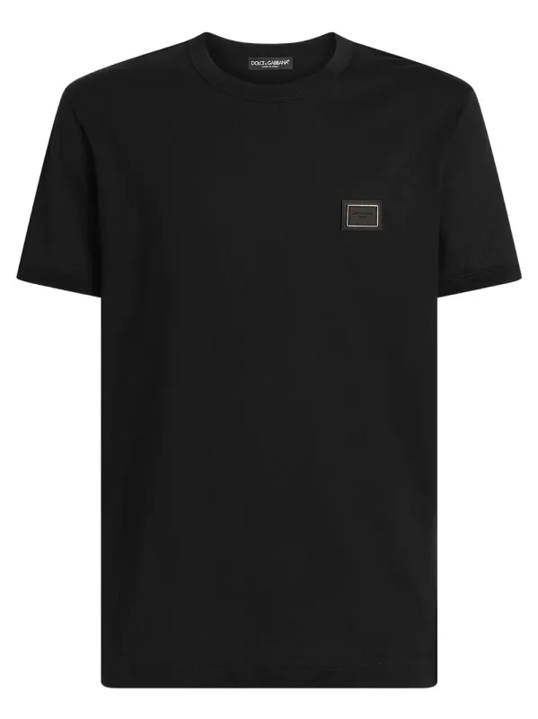 Cotton T-Shirt With Plaque made by Dolce & Gabanna