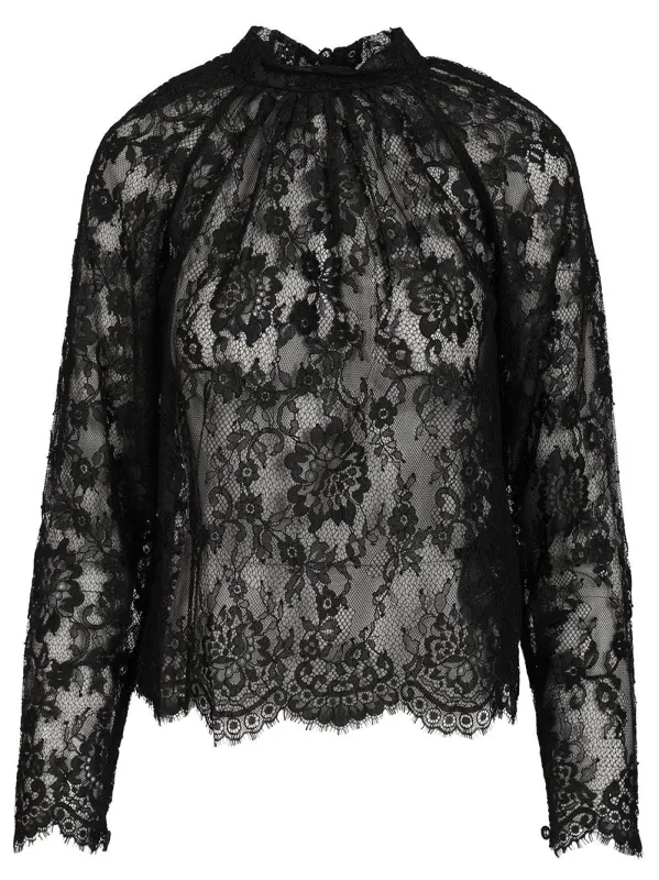 Lace Blouse Tops Black made by Self-Portrait