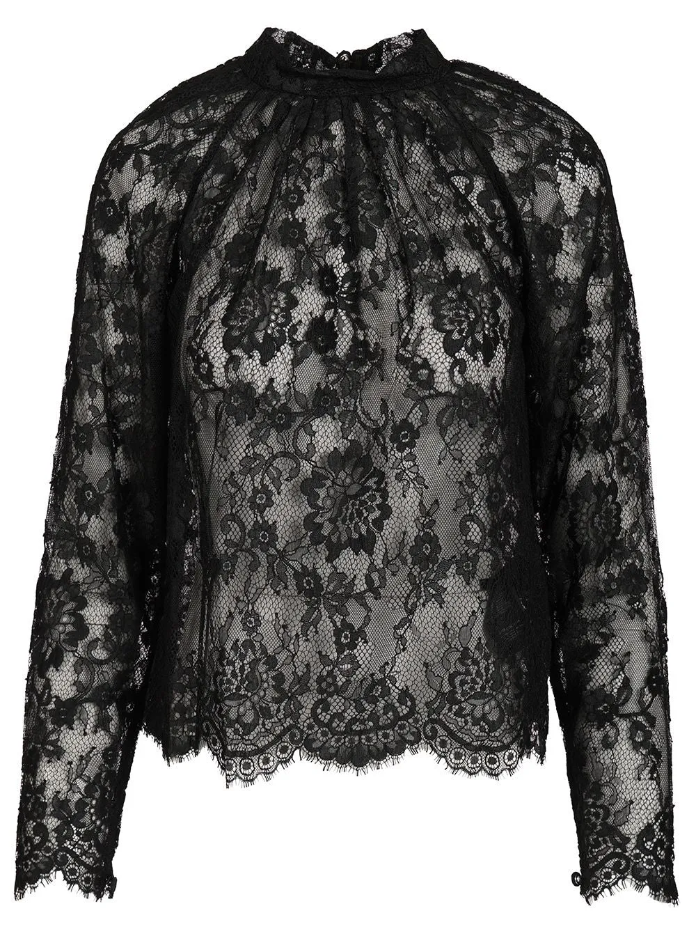 Lace Blouse Tops Black sold by Wanan Luxury