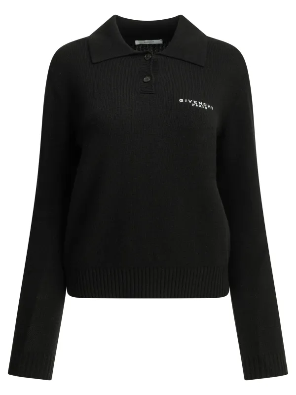 Logo Polo Sweater Knitwear Black made by Givenchy