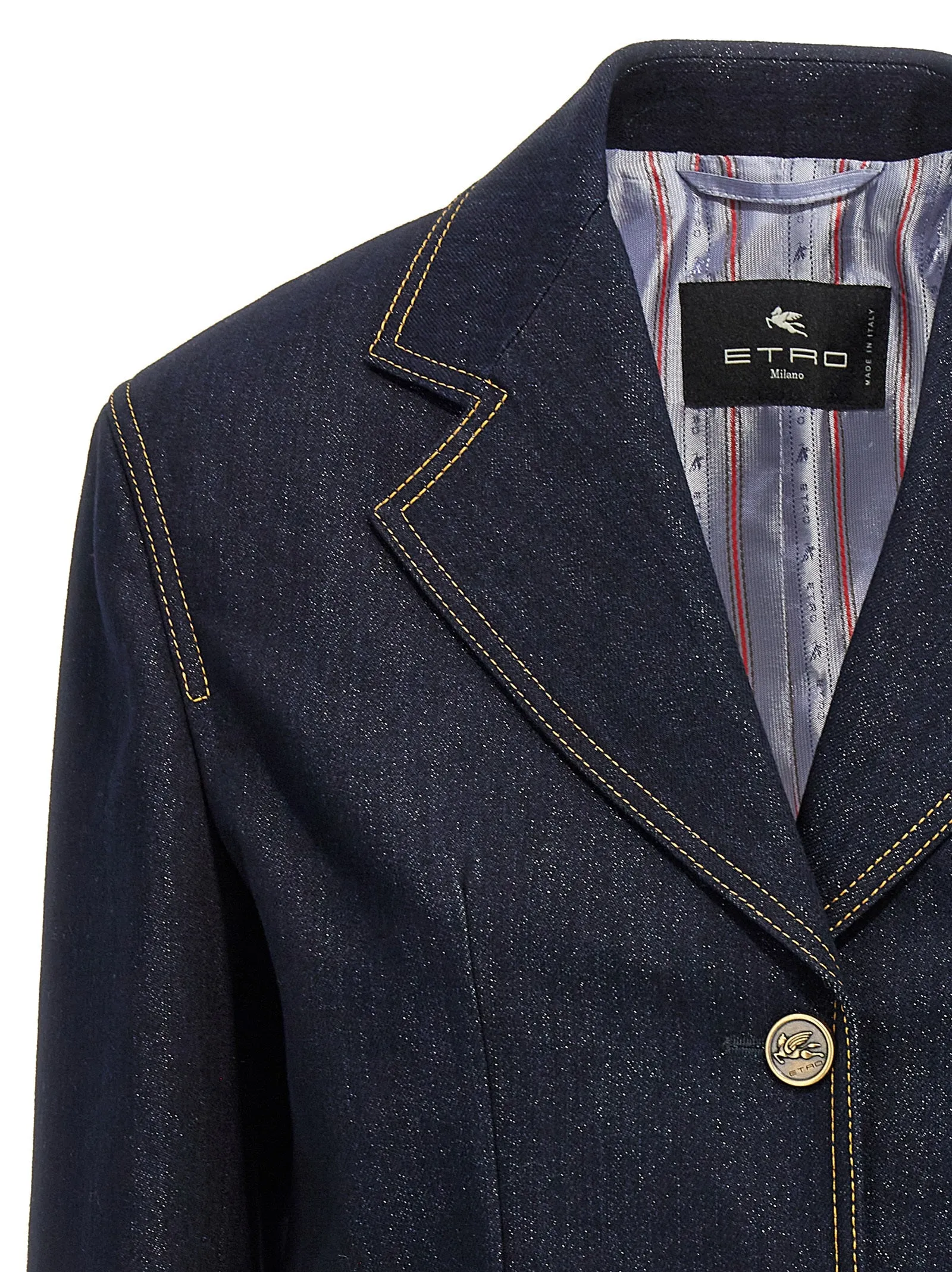 Single-Breasted Denim Blazer Blazers Blue sold by Wanan Luxury product image thumbnail 3