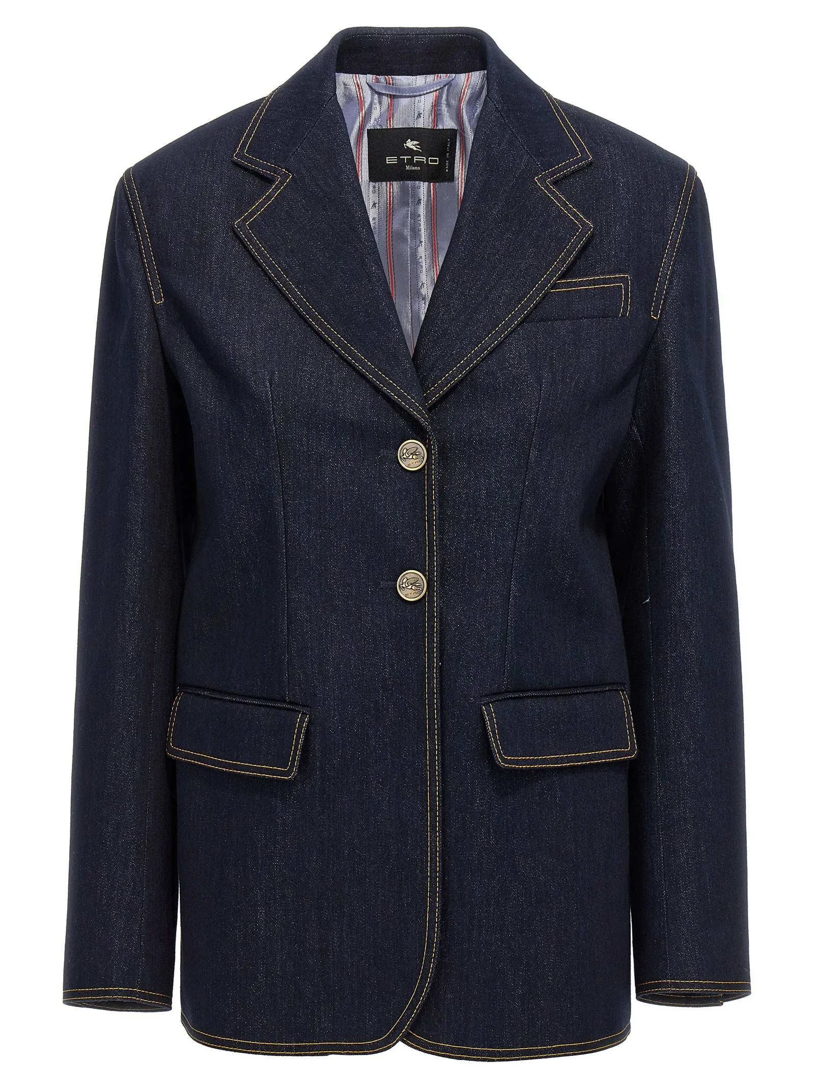 Single-Breasted Denim Blazer Blazers Blue sold by Wanan Luxury