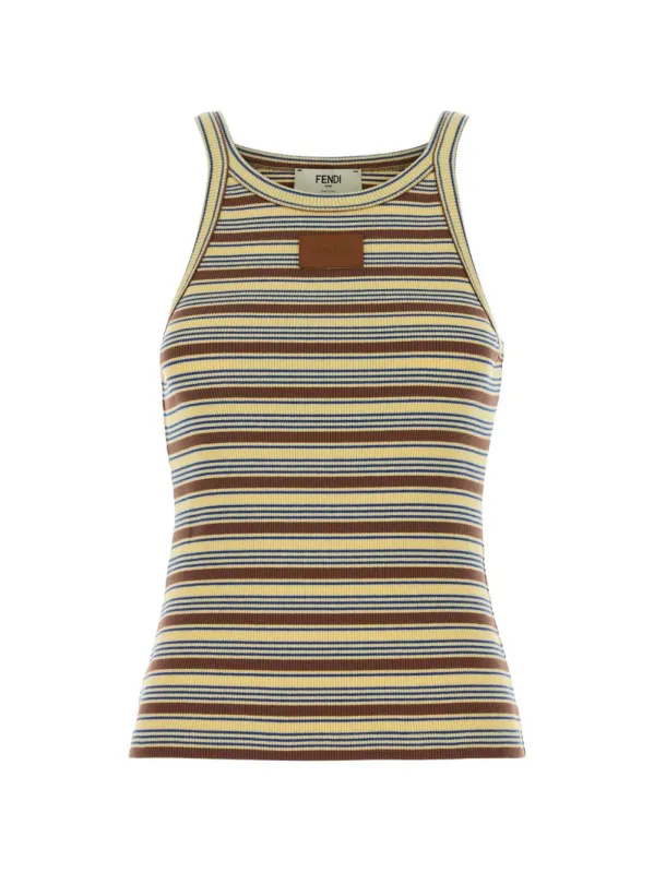 Striped Cotton Tank Top made by Fendi