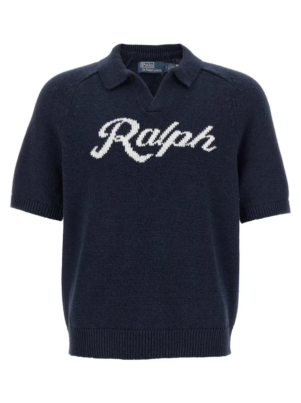 Intarsia Logo Sweater Sweaters And Cardigans Blue made by Polo by Ralph Lauren