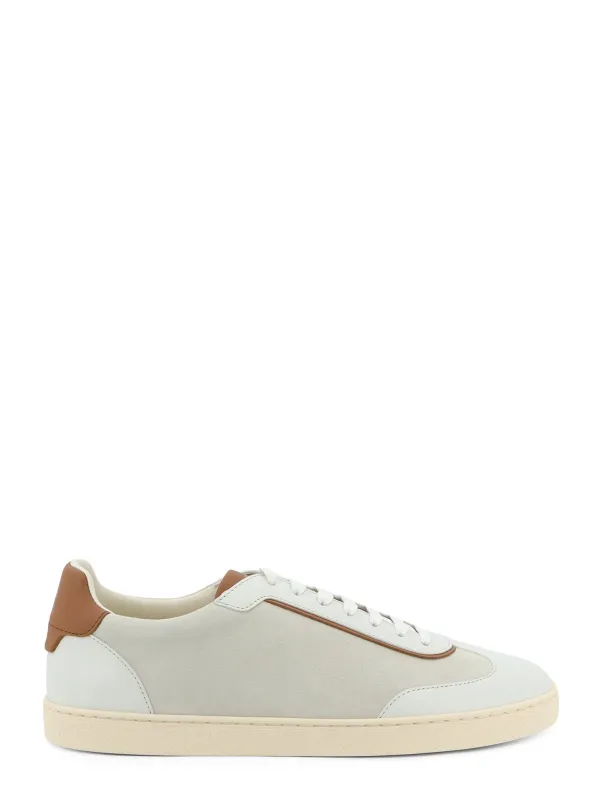 Low-Top Suede And Leather Sneakers made by Brunello Cucinelli