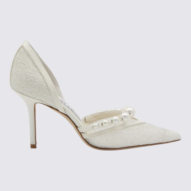 With Heel Ivory/White made by Jimmy Choo