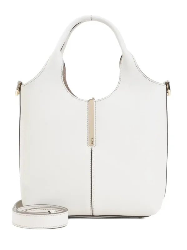 Leather Mini Tote Bag With Branded Metal Bar Accessory made by Tod's