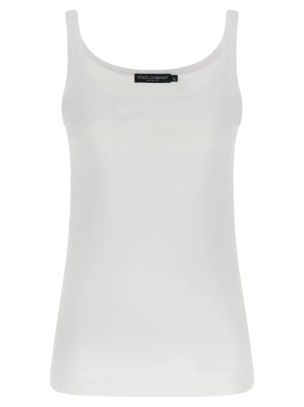Logo Embroidery Tank Top Tops White made by Dolce & Gabanna