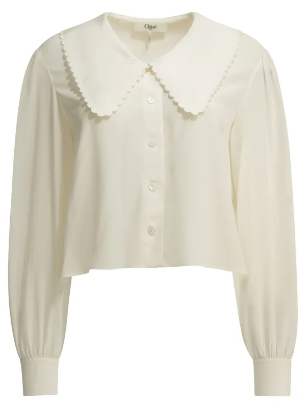 Casual Silk Shirt Shirts White made by Chloe