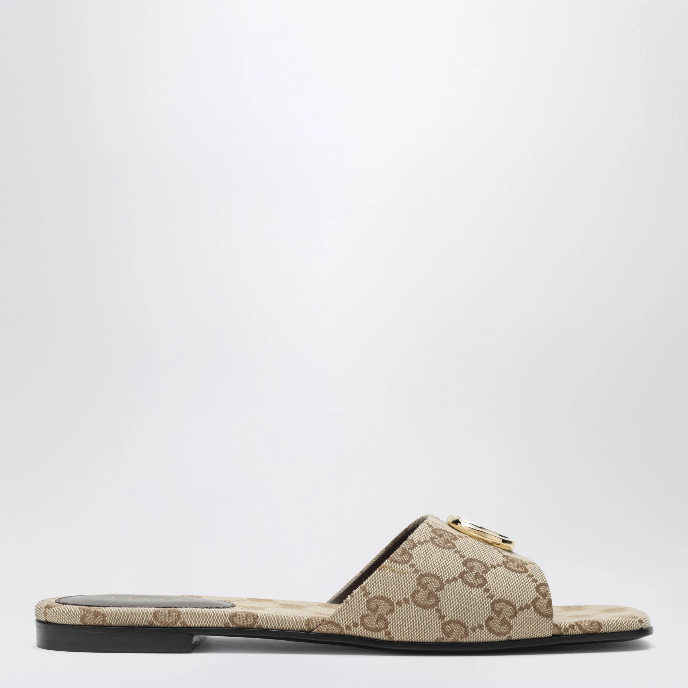 Double G Slides In Beige Sand Gg Canvas sold by Wanan Luxury
