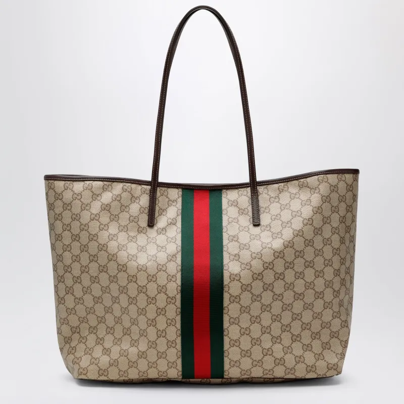Large Tribeca Shopping Tote In Gg Canvas, Brown made by Gucci