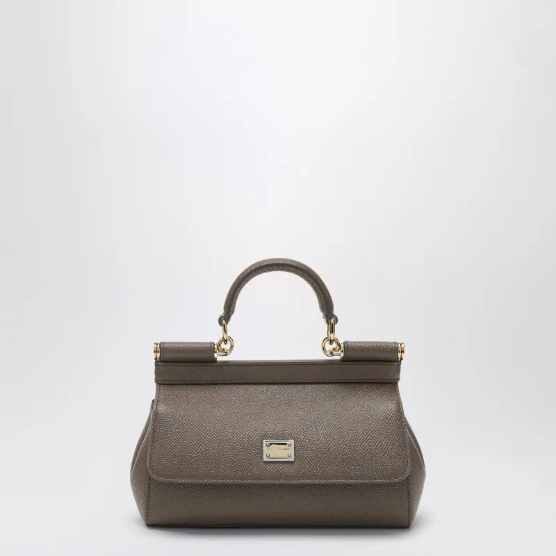 Small Sicily Handbag In Mud Brown made by Dolce & Gabanna