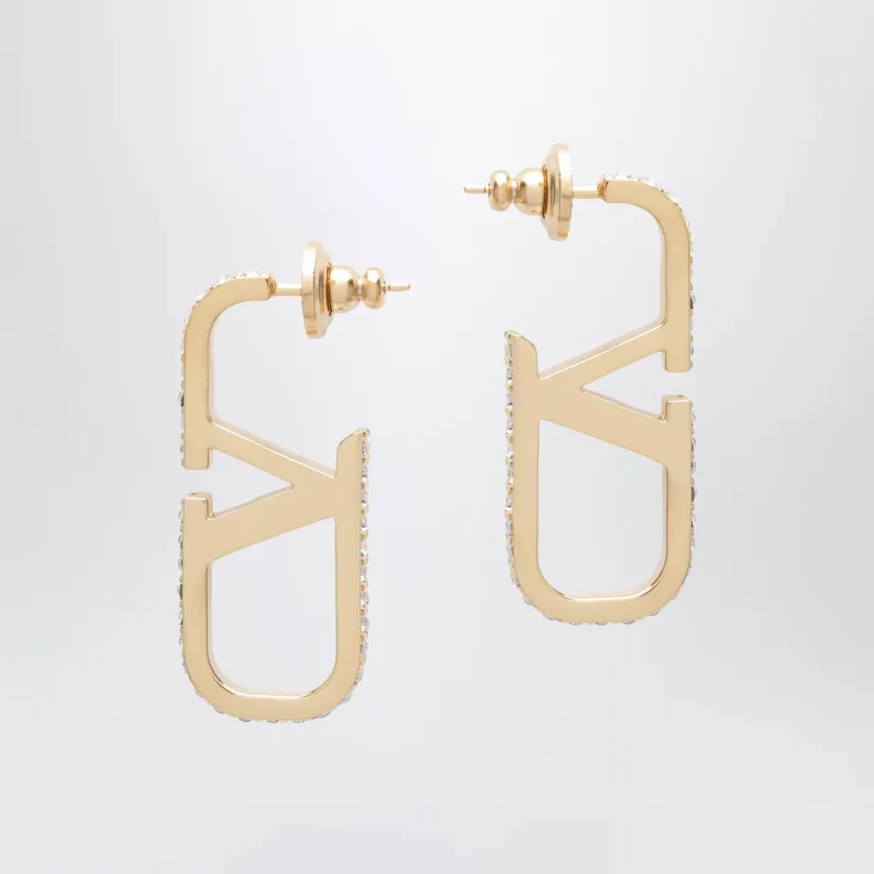 Gold-Tone V Logo Signature Earrings With Swarovski Crystals made by Valentino Garavani