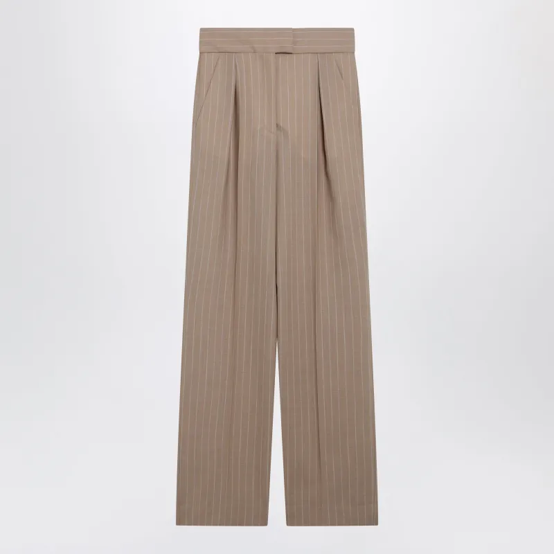 Mud-Colored Pinstripe Wool Trousers made by Valentino Garavani