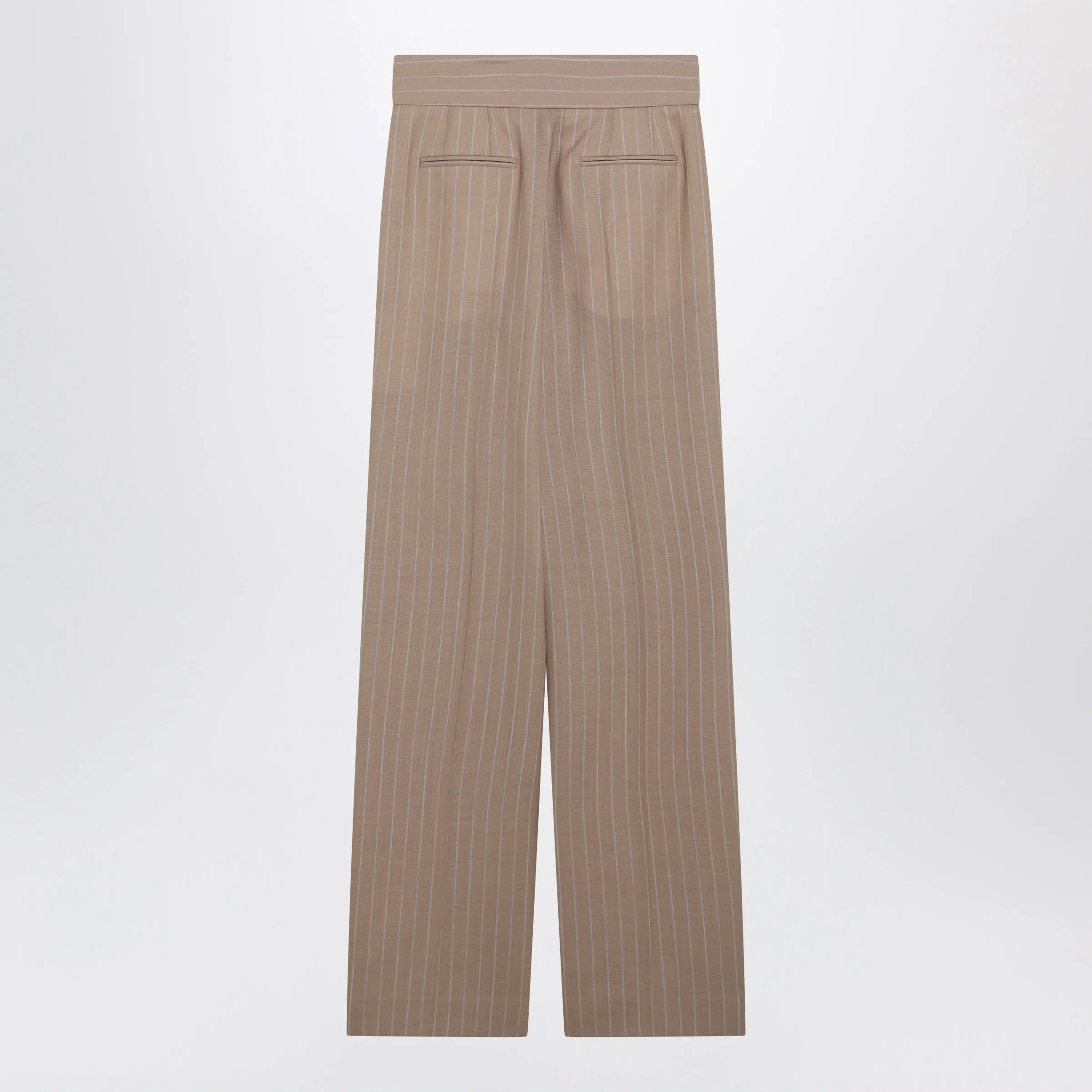 Mud-Colored Pinstripe Wool Trousers sold by Wanan Luxury product image thumbnail 2