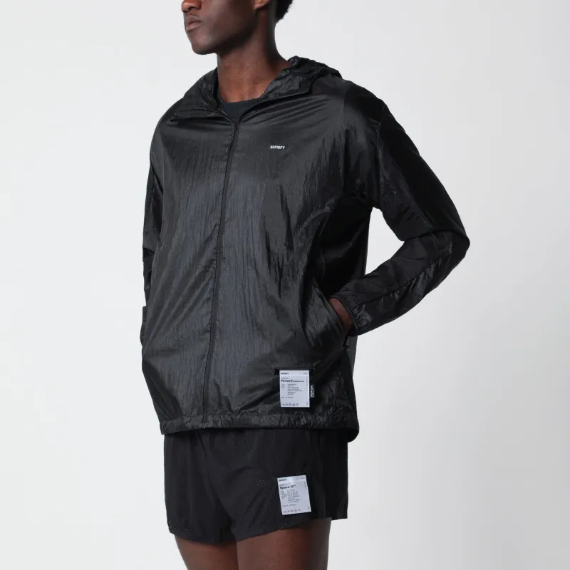 Black Pertex Diamond Fuse Windbreaker Jacket made by Satisfy Running