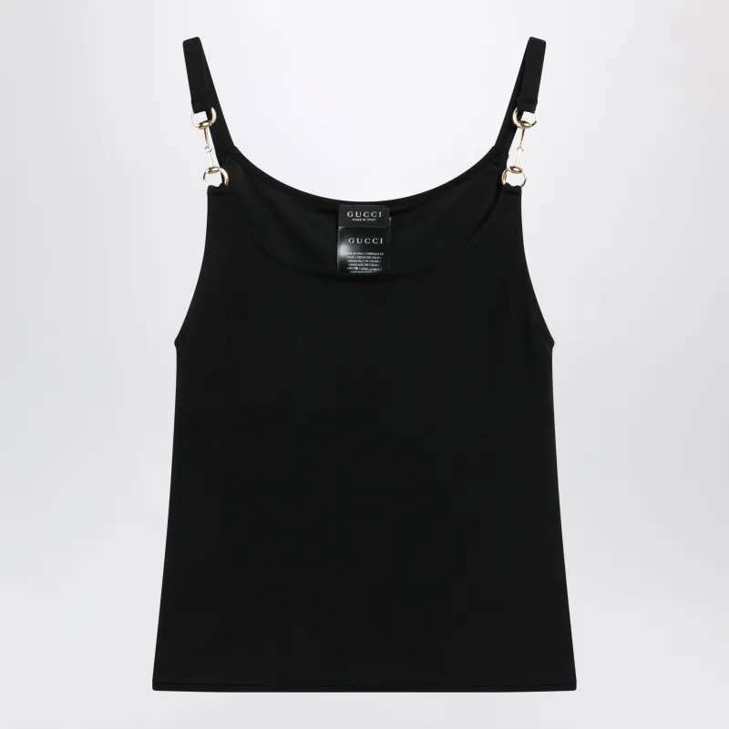 Viscose Crêpe Jersey Top With Horsebit Detail In Black made by Gucci