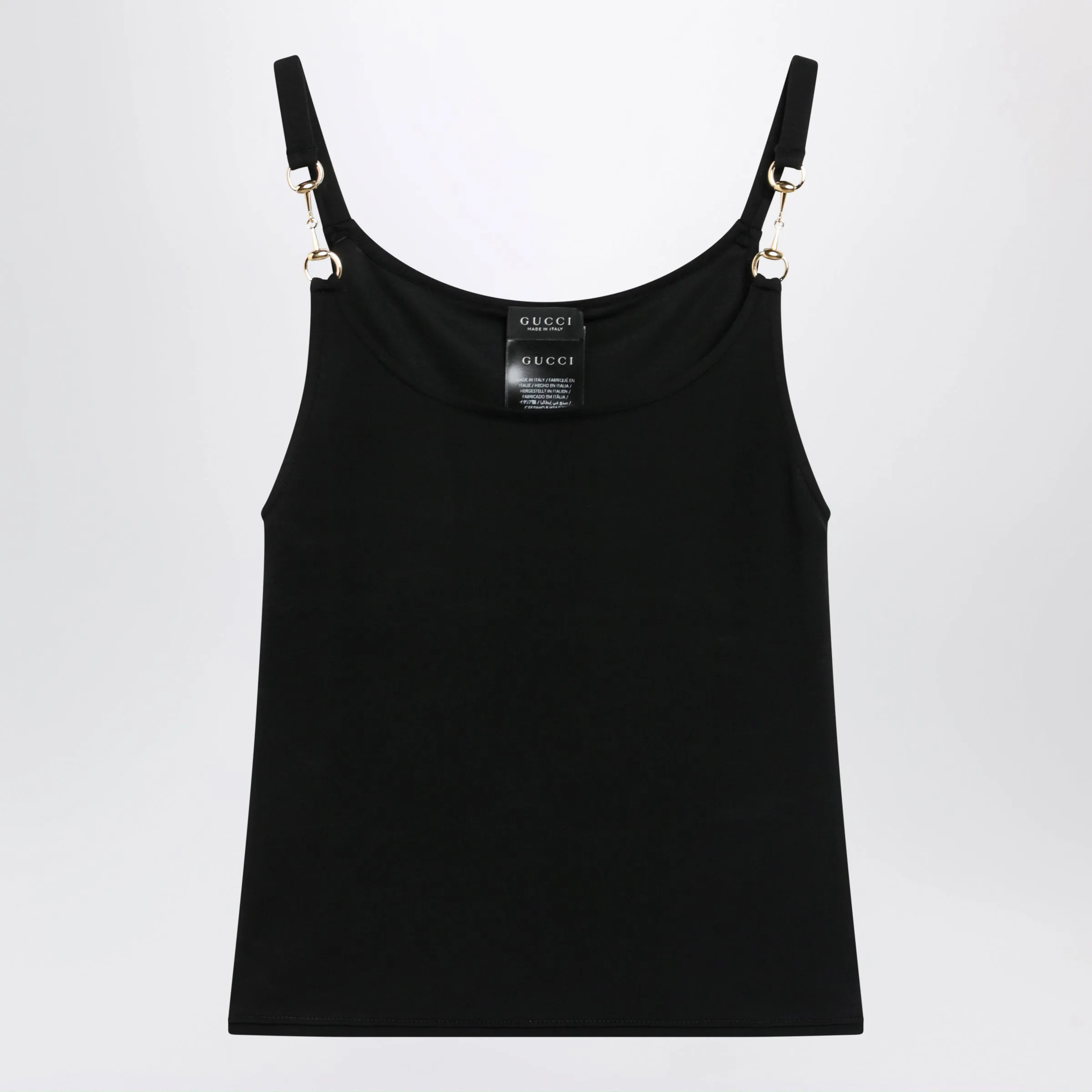 Viscose Crêpe Jersey Top With Horsebit Detail In Black sold by Wanan Luxury