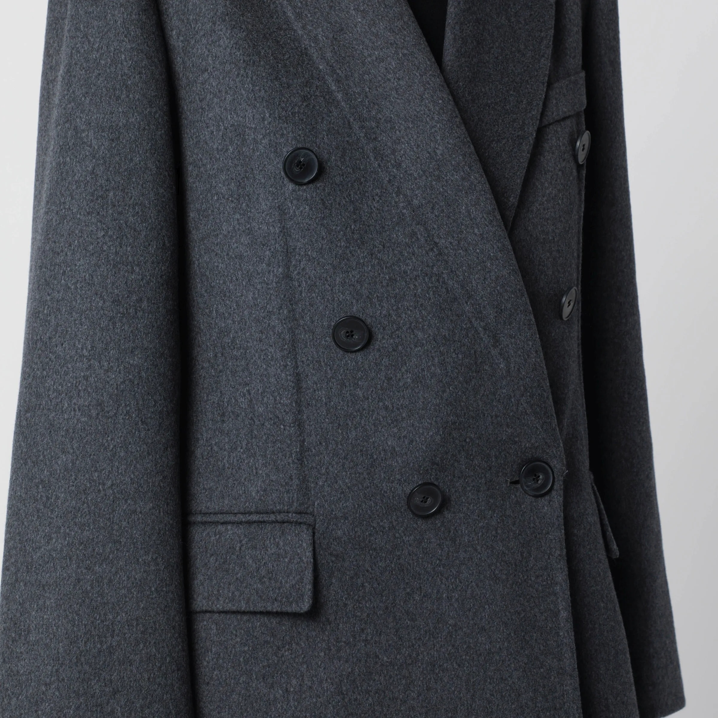Double-Breasted Coat In Grey Mélange Wool And Cashmere sold by Wanan Luxury product image thumbnail 2