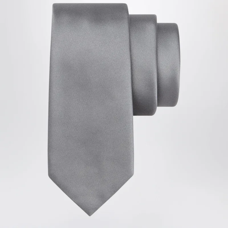 Grey Silk Tie made by Salvatore Ferragamo