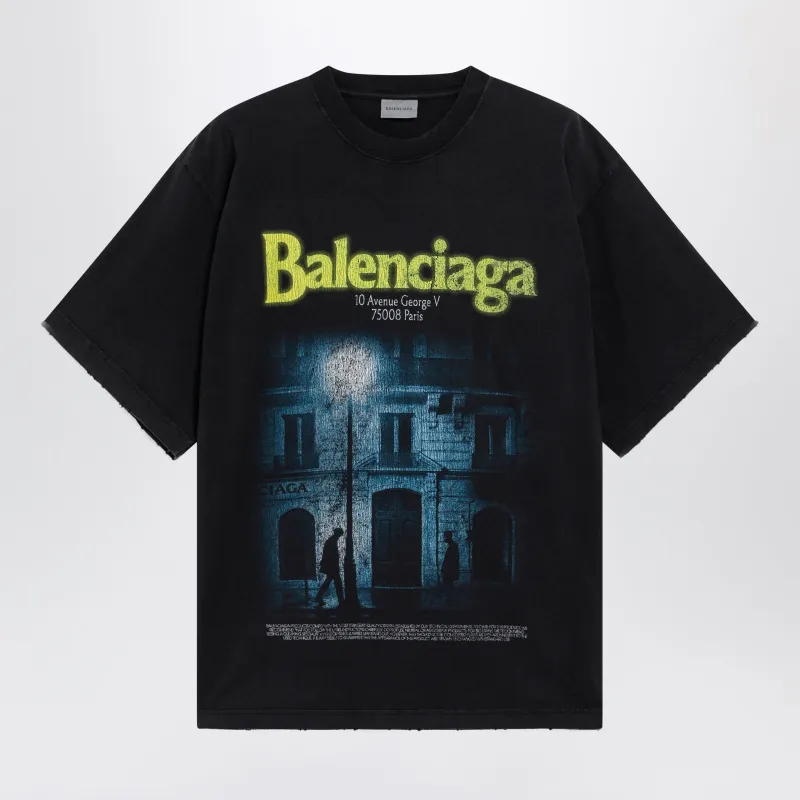 Black Faded Oversized T-Shirt With Logo Print made by Balenciaga
