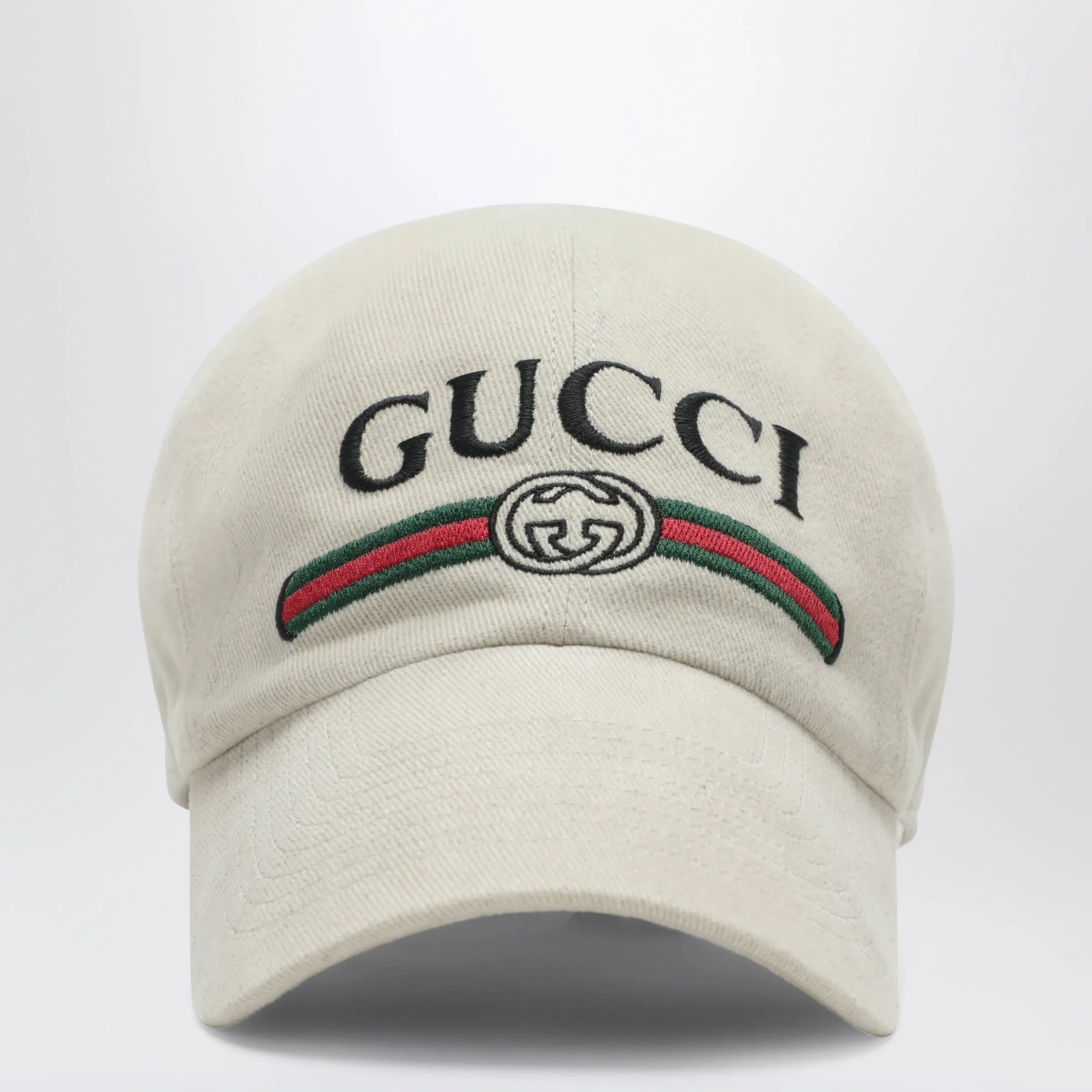 Beige Cotton Baseball Cap With Embroidered Logo sold by Wanan Luxury