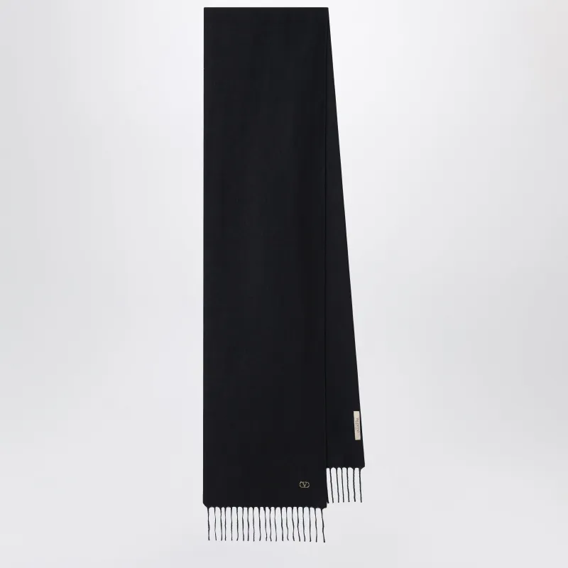 Black Cashmere Scarf With V Logo Detail made by Valentino Garavani