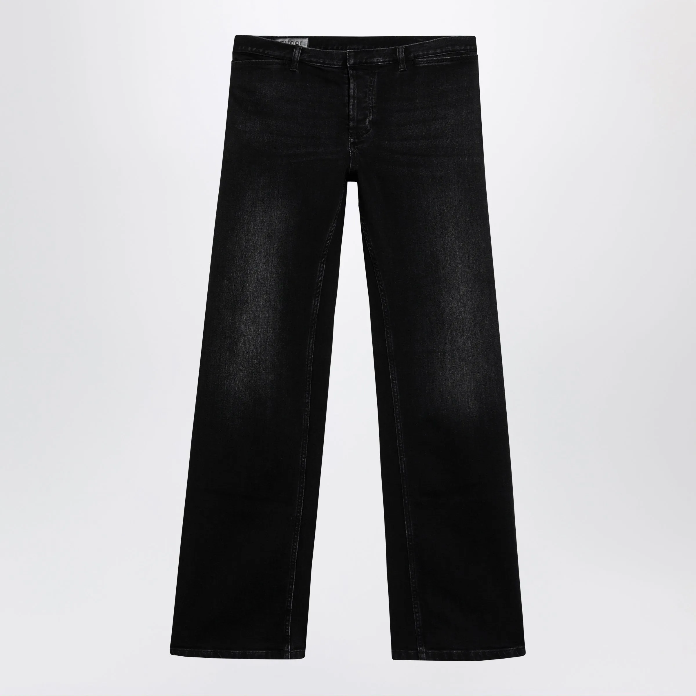 Black Stretch Denim Trousers With Washed Effect sold by Wanan Luxury