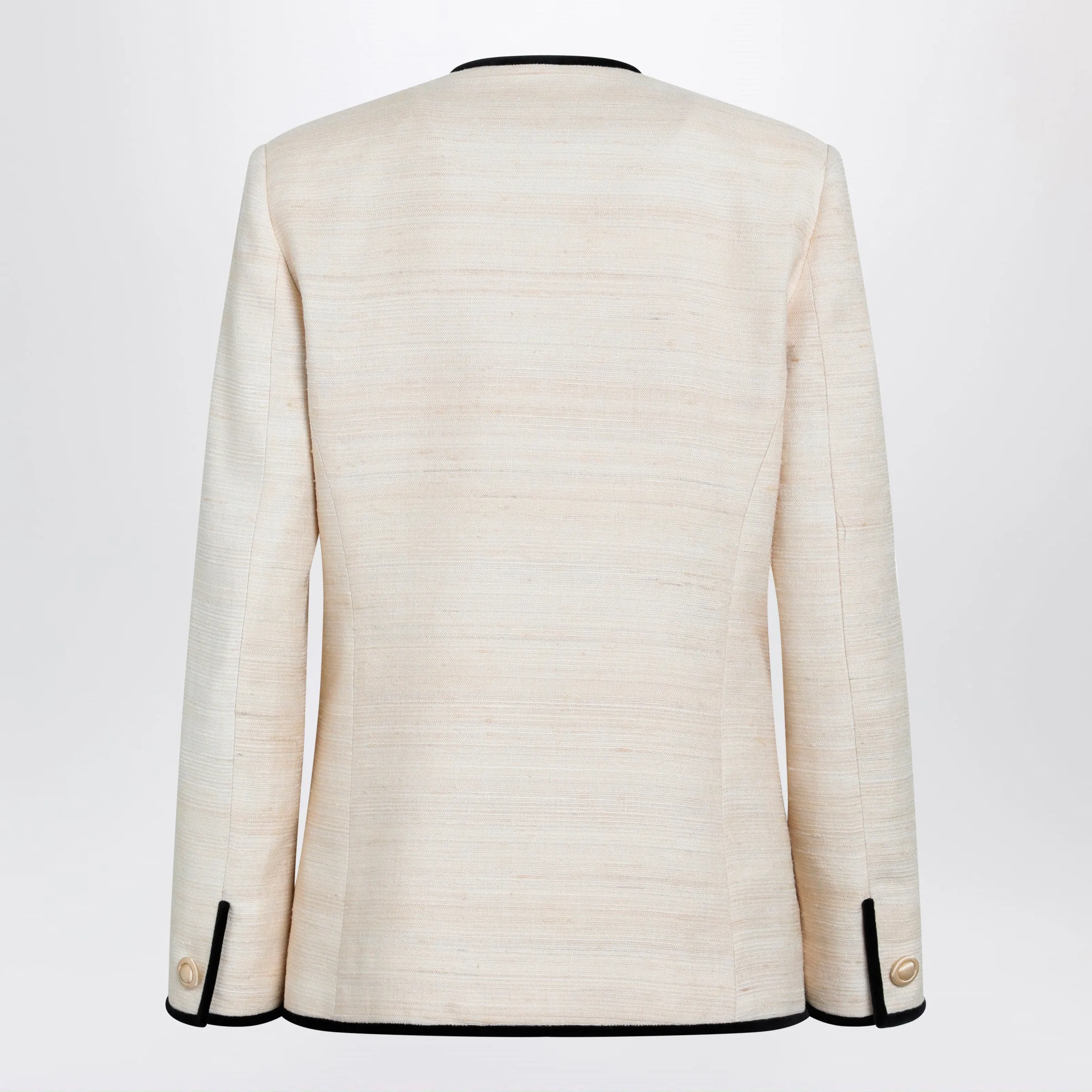 Milk-Honey Coloured Silk And Linen Jacket sold by Wanan Luxury product image thumbnail 2