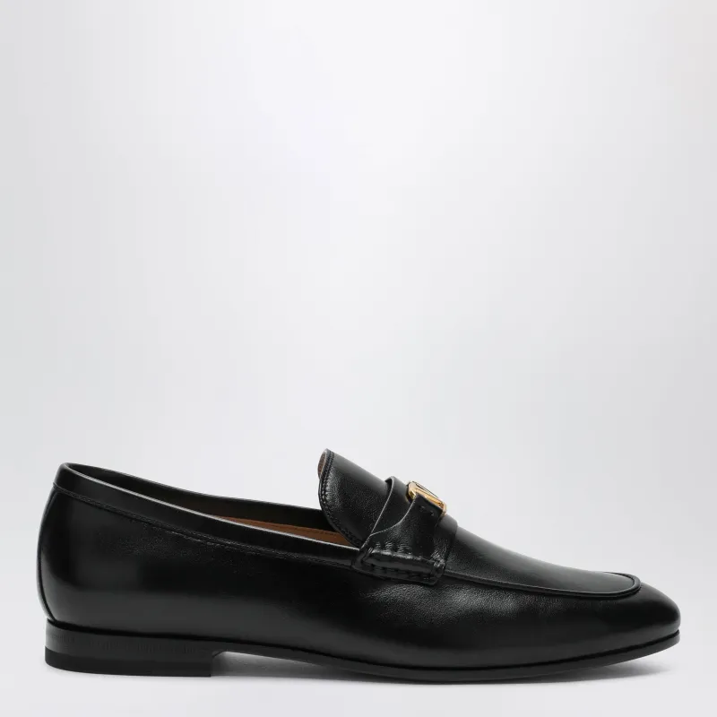 Black V Logo Signature Loafers In Nappa Leather made by Valentino Garavani