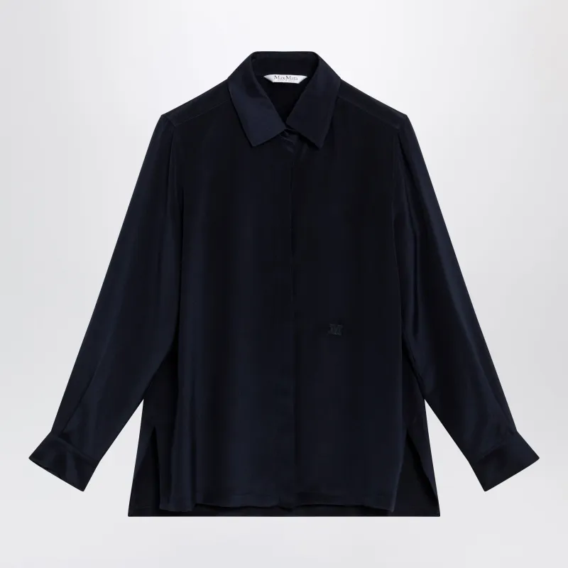 Navy Blue Silk Shirt made by MaxMara