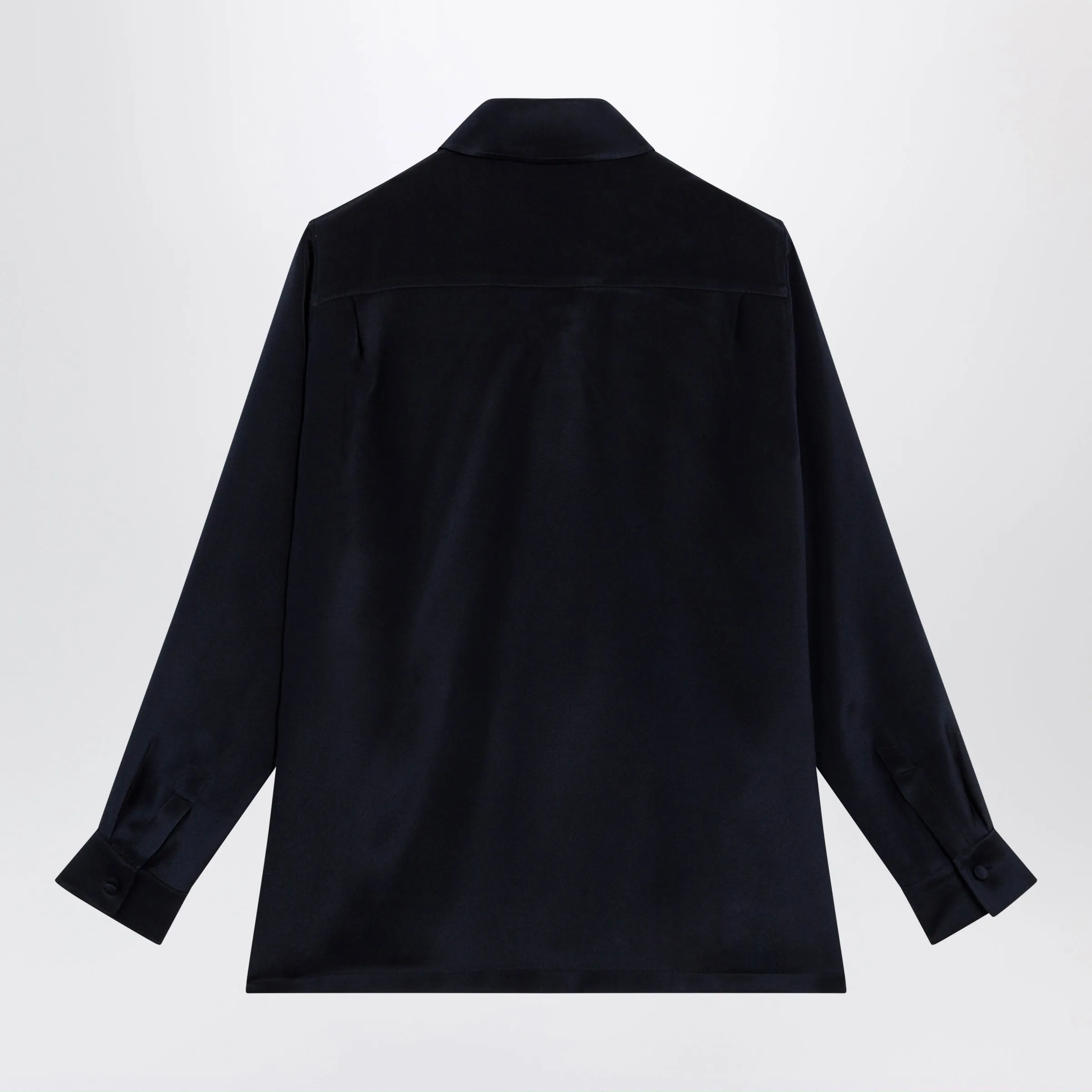 Navy Blue Silk Shirt sold by Wanan Luxury product image thumbnail 2