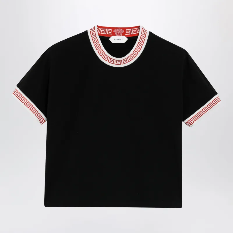 Black Stretch Cotton Jersey T-Shirt made by Versace