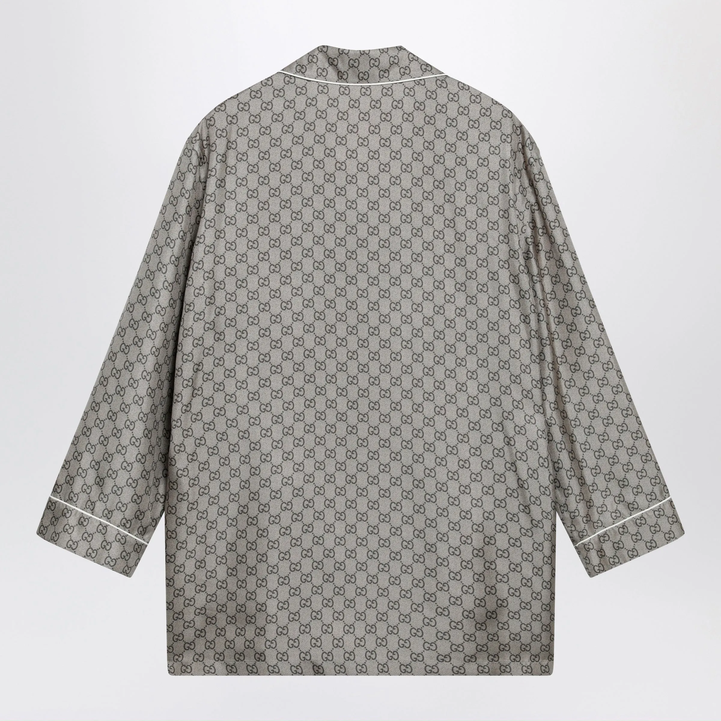 Silk Twill Shirt With Gg Print In Beige sold by Wanan Luxury product image thumbnail 2