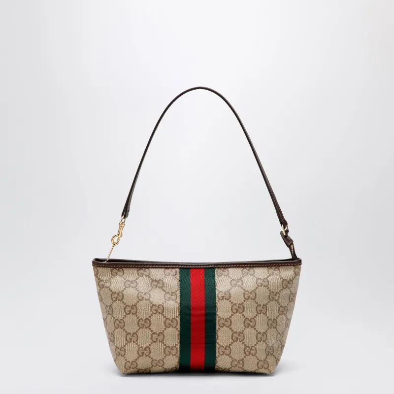 Small Pouch In Sand Beige Gg Fabric With Web Stripe made by Gucci