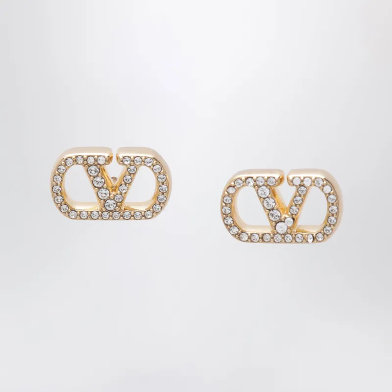 Gold-Tone V Logo Signature Earrings With Swarovski Crystals made by Valentino Garavani