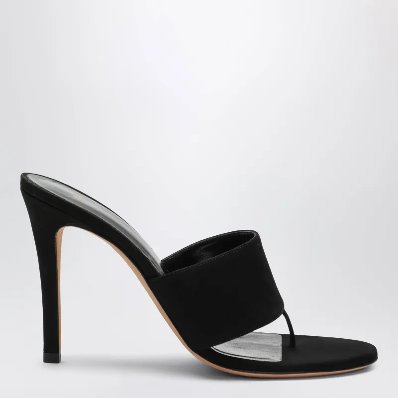 Black Nubuck Leather Thong Sandals made by Jude