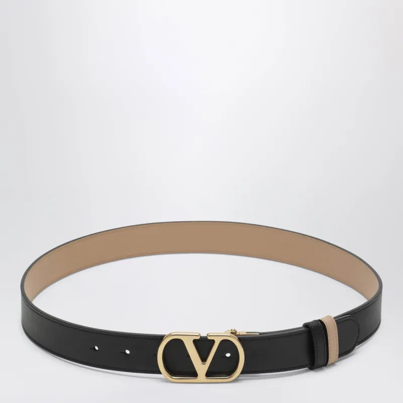 Black/Pink Reversible V Logo Signature Belt made by Valentino Garavani