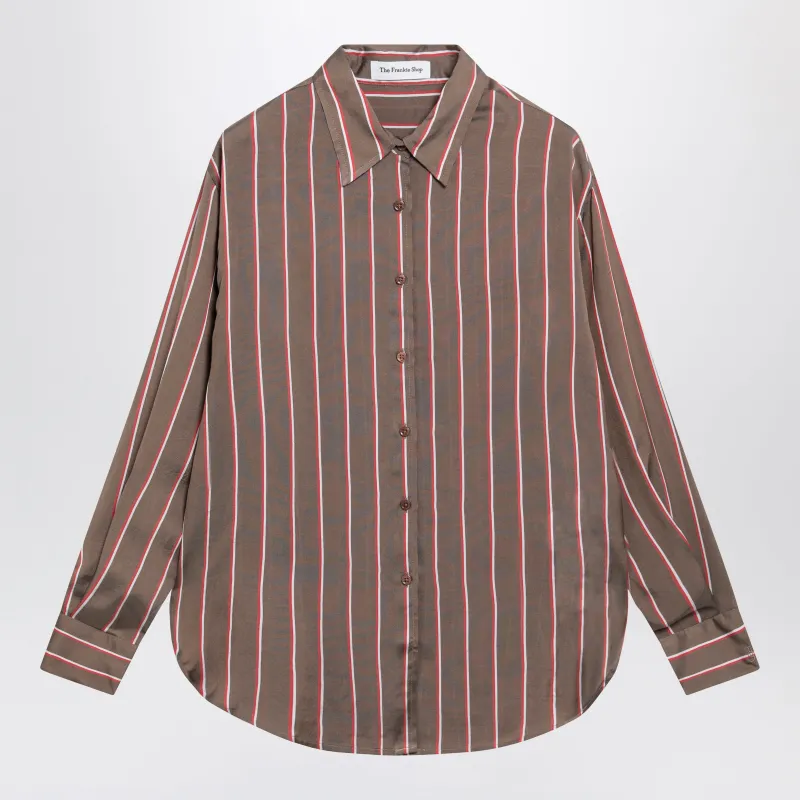 Brown Striped Viscose And Silk Shirt made by Frankie Shop