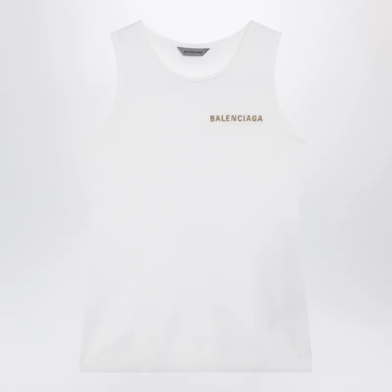 White Cotton-Blend Knit Tank Top made by Balenciaga
