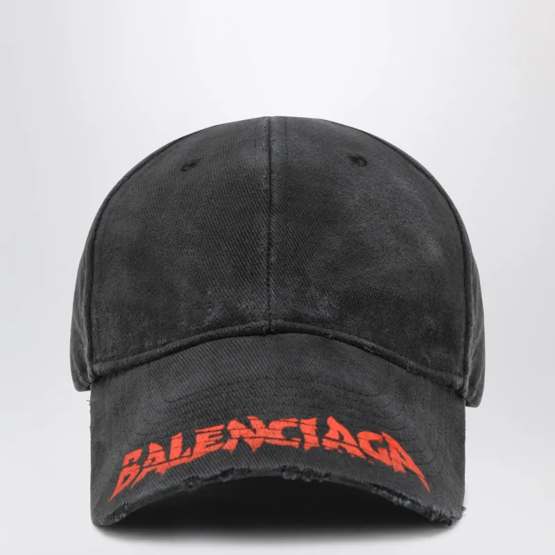 Black Cotton Drill Baseball Cap With Logo made by Balenciaga