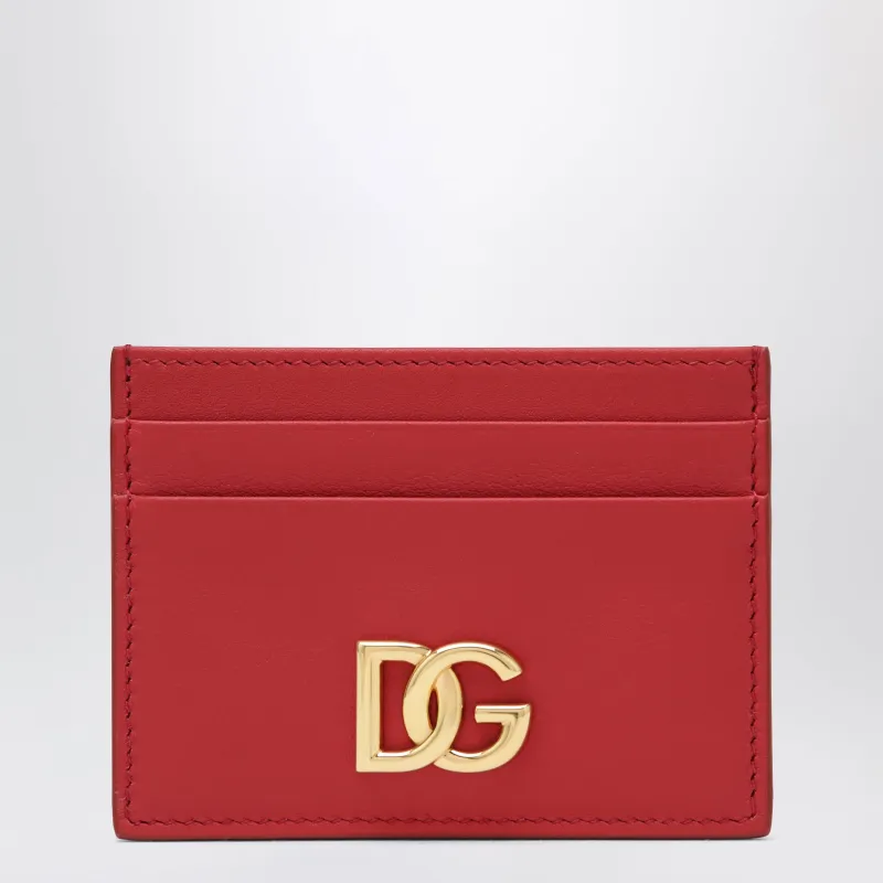 Red Leather Card Holder With Dg Logo made by Dolce & Gabanna