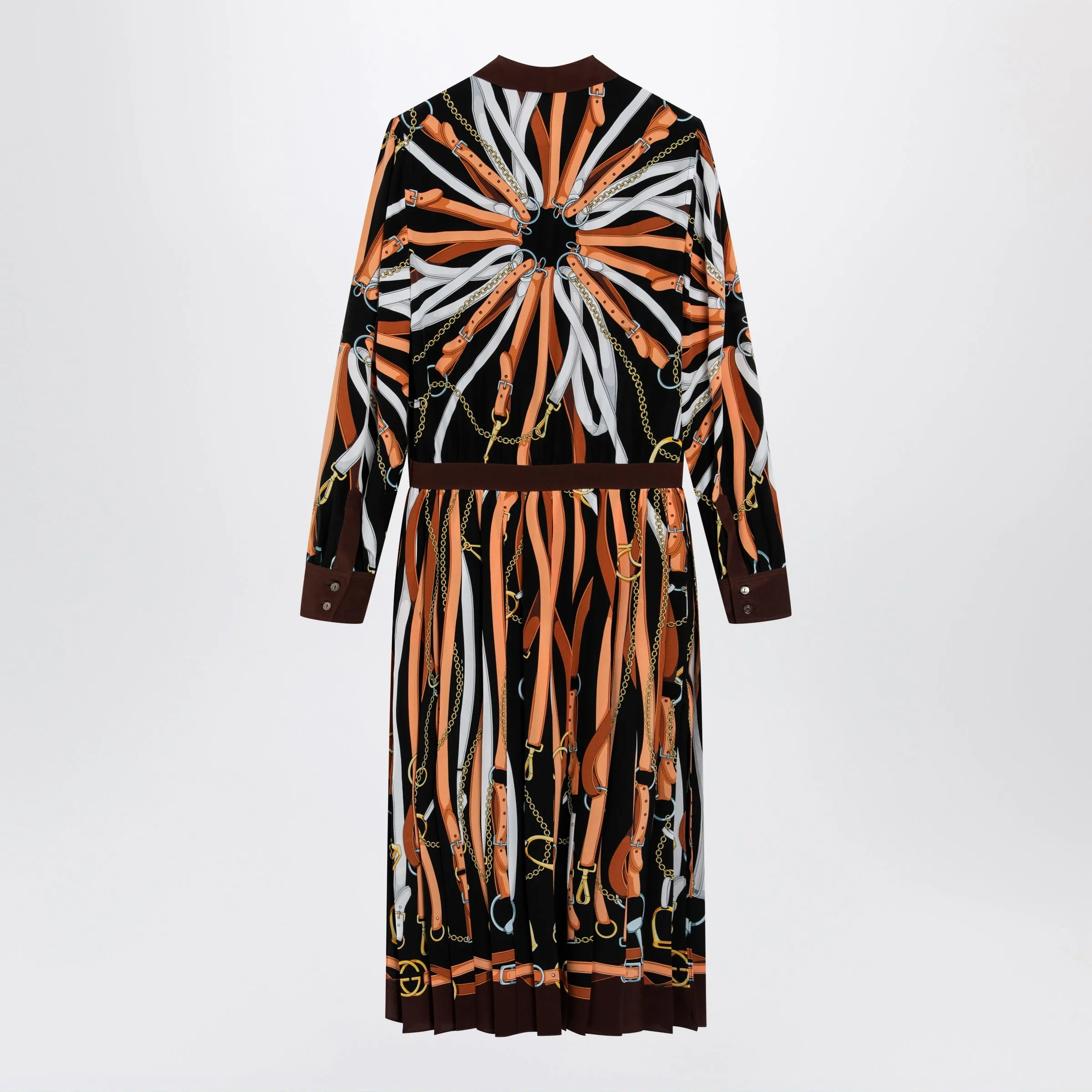 Black/Brown Silk Shirt Dress With Equestrian Print sold by Wanan Luxury product image thumbnail 2