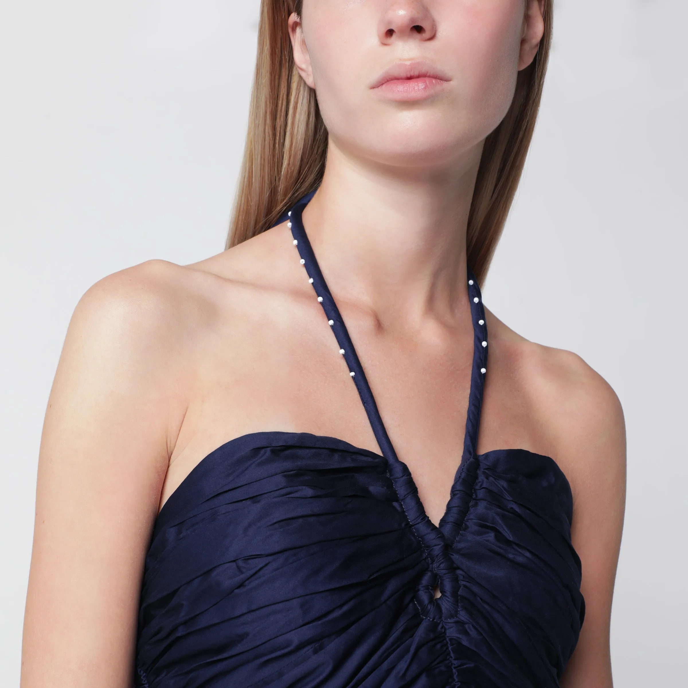 Navy Blue Richelieu Midi Dress With Embroidery sold by Wanan Luxury product image thumbnail 2