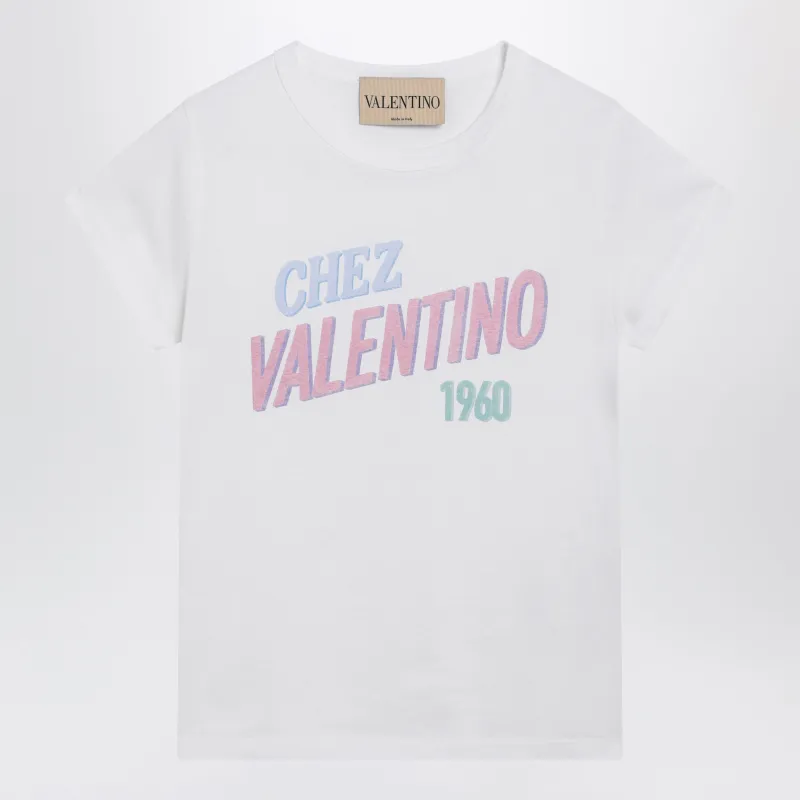 White Cotton T-Shirt With Logo Print made by Valentino Garavani