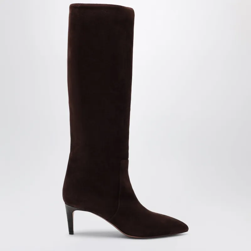 Chocolate Suede Pointed-Toe Boots made by Paris Texas